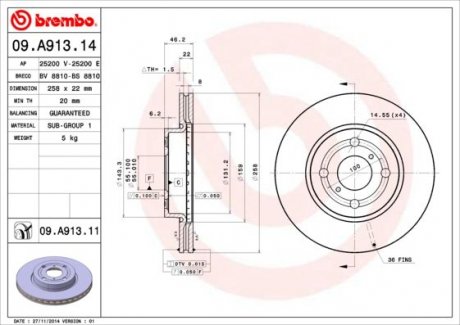 Тормозные диски BREMBO 09.A913.11