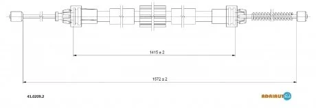 RENAULT Трос ручного тормоза задн. прав. CLIO III, MODUS / GRAND MODUS ADRIAUTO 41.0209.2