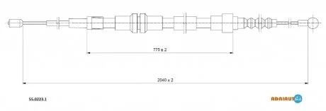 VW Трос ручного тормоза задн. длин. база 2037/772 мм CADDY III 08- ADRIAUTO 55.0223.1