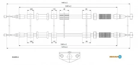 OPEL Трос ручного тормоза задн. 1477/1260+1462/1246 мм CORSA D 06- ADRIAUTO 33.0251.1