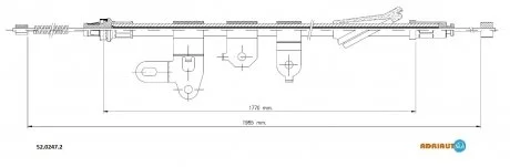 TOYOTA Трос ручного тормоза прав. 1984/1763 мм COROLLA Verso 04- ADRIAUTO 52.0247.2