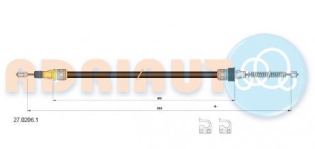 SMART Трос ручного тормоза 1035/870+1035/870 мм ROADSTER 03- ADRIAUTO 27.0206.1 (фото 1)