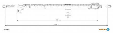 NISSAN Трос ручного тормоза прав. 1700/1560 мм JUKE 10- ADRIAUTO 28.0269.1