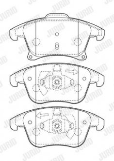 Гальмівні колодки Ford Galaxy, Mondeo V, S-Max Ford Usa Fusion Lincoln Mkz 1.0-3.5 09.06- Jurid 573674J (фото 1)