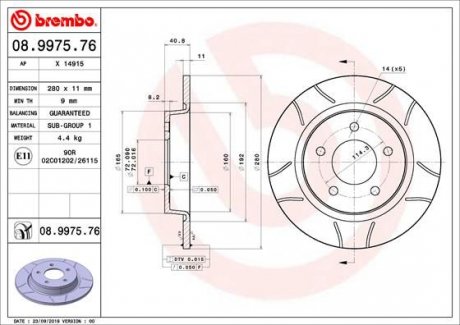 Гальмівний диск BREMBO 08.9975.76