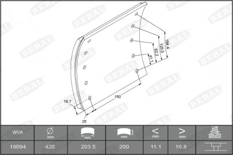 Накладки тормозные WVA19094 BE = 1909417800015608 BERAL KBL19094.0-1560