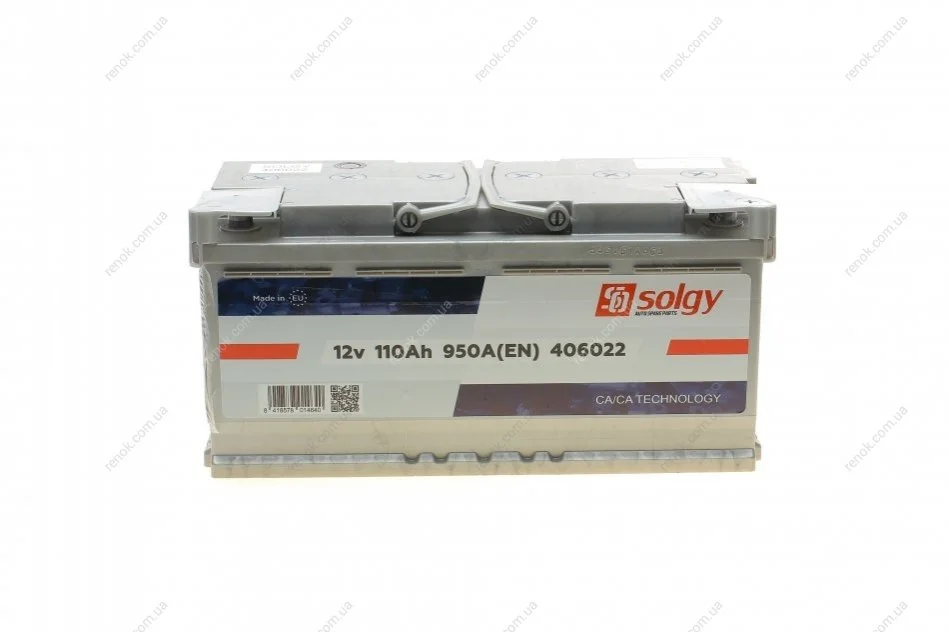 Аккумуляторная батарея 110Ah/950A (395x175x190/+R) SOLGY 406022 (фото 1)