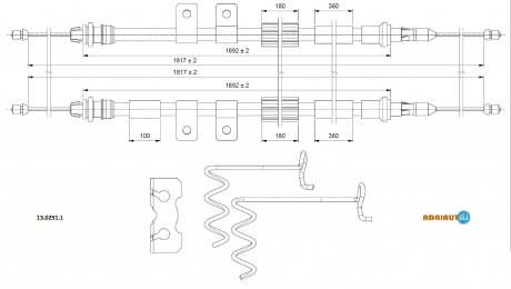 Трос зупиночних гальм ADRIAUTO 13.0291.1 (фото 1)