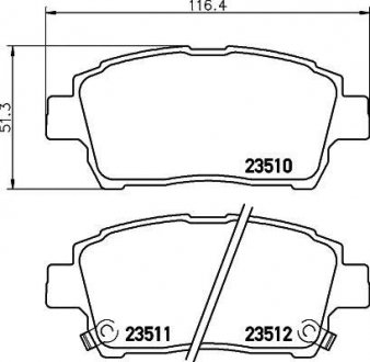 Колодки тормозные дисковые передние Toyota Corolla 1.4, 1.8 (01-07),Prius Hybrid 1.5 (03-09) Nisshinbo NP1005