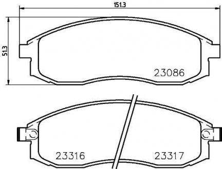 Колодки тормозные дисковые передние Nissan Maxima 2.5, 3.0/Mitsubishi L200 2.0, 2.4 (96-) Nisshinbo NP2037