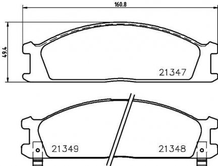 Колодки гальмівні дискові передние Nissan Pathfinder, Pick Up 2.4, 2.7, 3.2 (98-) Nisshinbo NP2008