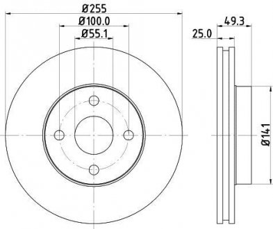 Диск гальмівний передній Toyota Corolla 1.4, 1.6, 1.8 (00-06)/ BYD 1.5, 1.6 (05-) Nisshinbo ND1017K