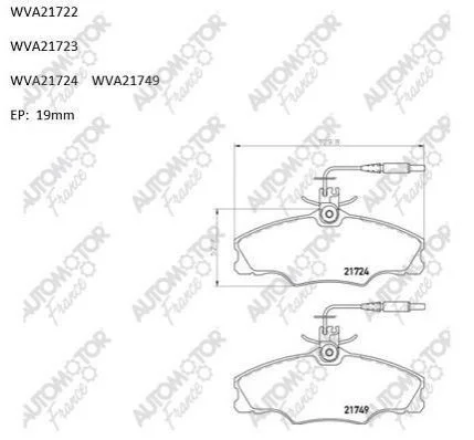 Колодки тормозные передние Peugeot 406 1.6; 1.8 16V; 1.9 TD 16V (95-04) Automotor France Automotor france ABP1670 (фото 1)