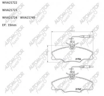 Колодки тормозные передние Peugeot 406 1.6; 1.8 16V; 1.9 TD 16V (95-04) Automotor France Automotor france ABP1670