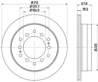 Тормозной диск зад. Cruiser 300/80/90/Prado/Lexus GX 01-10 3.0-4.7 (PRO) HELLA PAGID Hella pagid 8DD355114-861