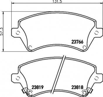 Колодки гальмівні дискові передние Toyota Corolla 1.4, 1.6, 1.8, 2.0 (02-07) Nisshinbo NP1049