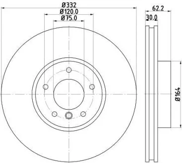 Тормозной диск перед. BMW X5 (E70/F15/F85) / X6 (F16/F86) 06- (332x30) HELLA PAGID Hella pagid 8DD355117-731