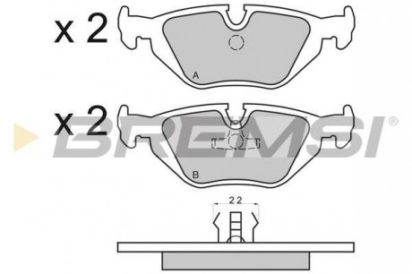 Гальмівні колодки зад. BMW 3(E36, E46)/5(E34)/7(E32) 86-06 (ATE) (123x43,6x16,7) Bremsi BP2498