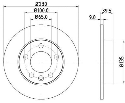 Гальмівний диск зад. Skoda Fabia 1.2-1.9 -10, Octavia 97-10, Roomster// VW Bora, Golf IV,Polo Hella pagid 8DD 355 105-411