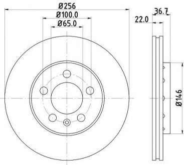 Гальмівний диск перед. Golf 97-06/Bora 99-05/Octavia 97-10 (256x22) Hella pagid 8DD355105-361