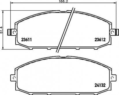 Колодки тормозные дисковые передние Nissan Patrol 3.0, 4.2, 4.8 (00-) Nisshinbo NP2026 (фото 1)