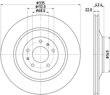 Тормозной диск зад. A8/Phaeton/Coninental 02- 3.0-6.0 (НС PRO) Hella pagid 8DD355129-801