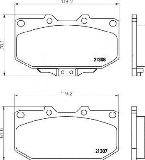 Колодки гальмівні дискові передні Subaru Impreza 2.0, 2.5 (00-07) Nisshinbo NP7012