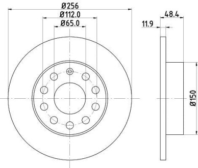 Гальмівний диск зад. Caddy III (260x12) 8DD355109-641 Hella pagid 8DD 355 109-641