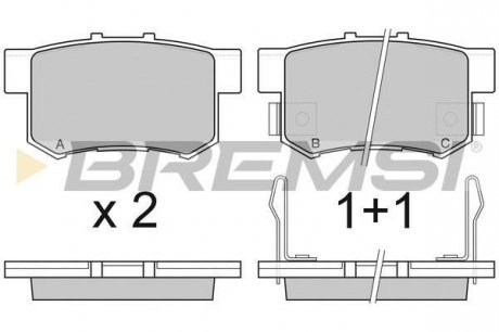 Тормозные колодки зад. Civic 98-01/CR-V 01-06 (Akebono) (47,5x89x14,5) Bremsi BP2750 (фото 1)