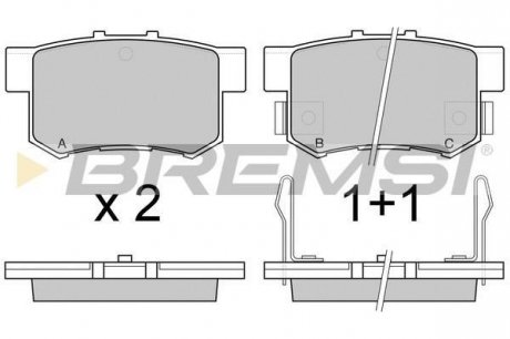 Гальмівні колодки зад. Civic 98-/Accord 90-03 (Akebono) (47,5x89x14,5) Bremsi BP2544