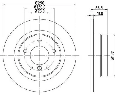 Диск гальмівний задній BMW 1 (F20), 1 (F21), 2 (F22, F87), 2 (F23) 1.5-2.0D 11.10- Hella pagid 8DD 355 120-231