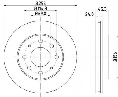 Диск гальмівний передний Mitsubishi Galant V, VI 1.8, 2.0 (96-) Nisshinbo ND3011K