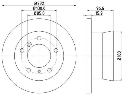 Гальмівний диск зад. Sprinter 308-316 96-06 (16mm) (PRO) Hella pagid 8DD355111-901