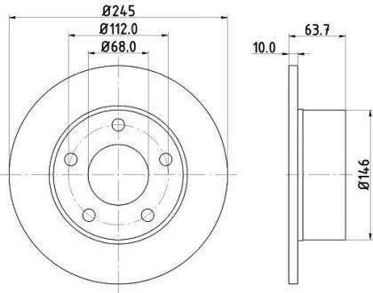 Гальмівний диск зад. Passat B5/Audi 100/A6 -05 (245x10) Hella pagid 8DD355102-801