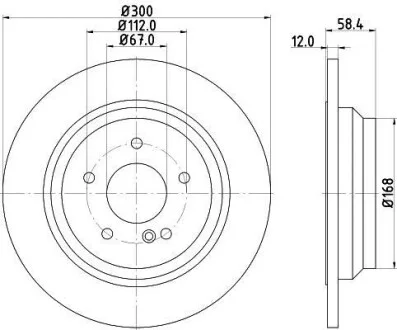 Тормозной диск зад. W221/C216/R230 04-13 2.0-6.0 (PRO) HELLA PAGID Hella pagid 8DD355115-411