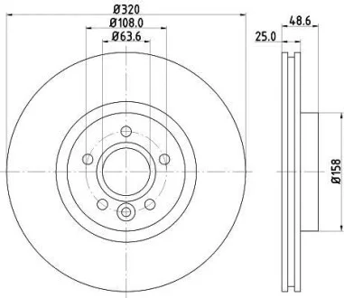 Диск гальмівний перед. FORD KUGA II 13- TOURNEO CONNECT 15- TRANSIT CONNECT 13- Hella pagid 8DD 355 125-151