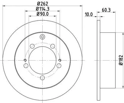 HELLA MITSUBISHI Тормозной диск задн.Airtrek,Lancer VII,Outlander 03- (262*10) Hella pagid 8DD 355 118-661
