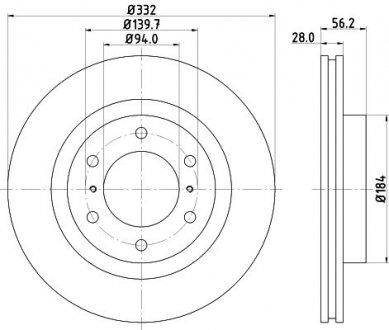 Диск тормозной передний Mitsubishi Pajero IV 3.2, 3.8 (07-) Nisshinbo ND3040