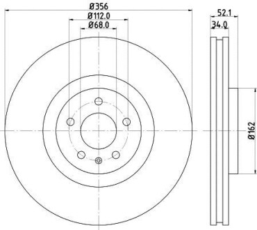 Тормозной диск перед. A6/A7/A8 10- 1.8-4.0 (PRO) HC Hella pagid 8DD355129-371