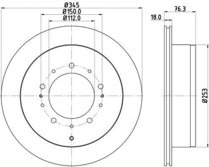 Гальмівний диск зад. LAND CRUISER 200 07- (345x18) Hella pagid 8DD355116-331