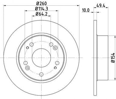 Диск гальмівний задний Honda Accord 2.0, 2.2, 2.4 (03-08) Nisshinbo ND8004K