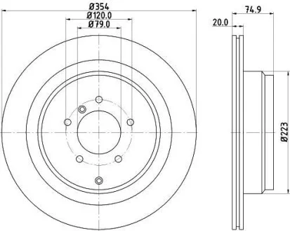 Тормозной диск зад. Range Rover III 02-12 (354x20) HELLA PAGID Hella pagid 8DD355115-291