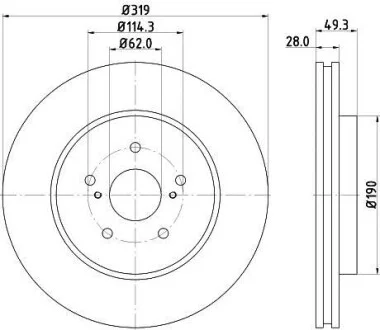Тормозной диск перед. Lexus RX 03-08 3.0-3.5 (PRO) HELLA PAGID Hella pagid 8DD355114-981