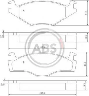 Гальмівні колодки пер. Caddy/Cordoba/Golf/Ibiza/Jetta (81-03) A.B.S. A.B.S. 36536