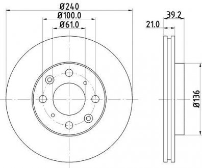 Диск гальмівний передний Honda Jazz 1.2, 1.3, 1.5 (02-08) Nisshinbo ND8022