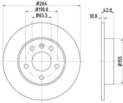 Тормозной диск зад. Opel Astra G 98-14 (264x10) HELLA PAGID Hella pagid 8DD355106-111