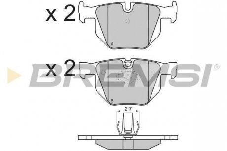 Тормозные колодки зад. BMW 3(E90)/5(E60) (ATE) (122x58,2x17) Bremsi BP3173