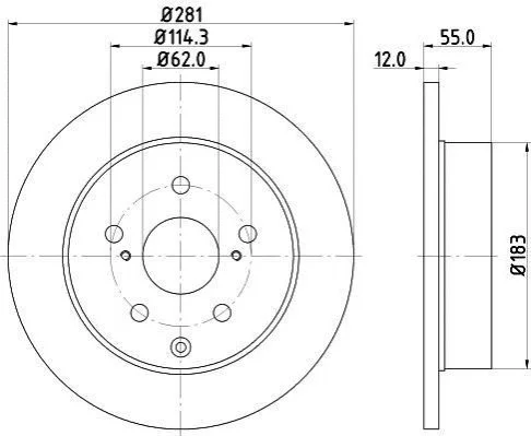 Диск гальмівний зад. Lexus RX270/350/450H 12-/Toyota Rav 4 IV 2.0D-3.5 08- Hella pagid 8DD 355 118-881 (фото 1)