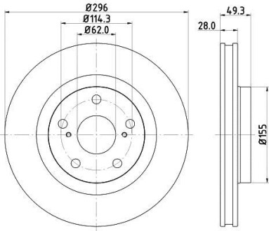 Гальмівний диск перед. Auris/Prius/Raw4 06- 8DD355118-561 Hella pagid 8DD 355 118-561