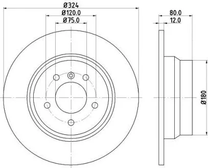 Тормозной диск зад. BMW X5 (E53) 00-06 (324x12) HELLA PAGID Hella pagid 8DD355107-771